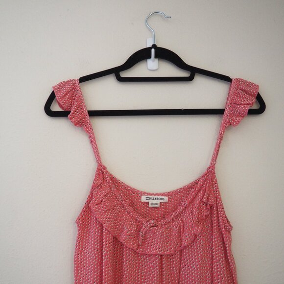 * Billabong Main Squeeze Ruffle Tank Pink Coral Kiss Top sz M - Picture 5 of 8